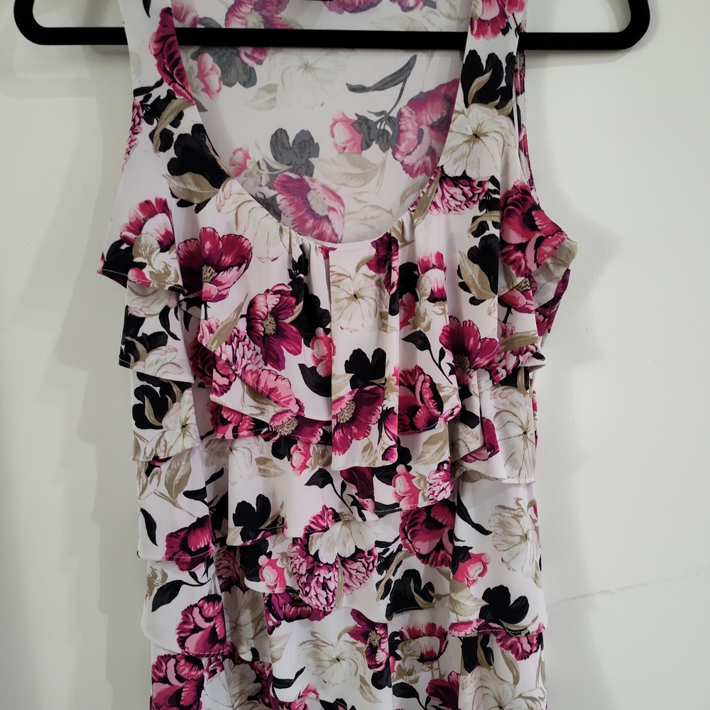 Floral Sleeveless Ruffle Top